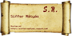 Siffer Mátyás névjegykártya